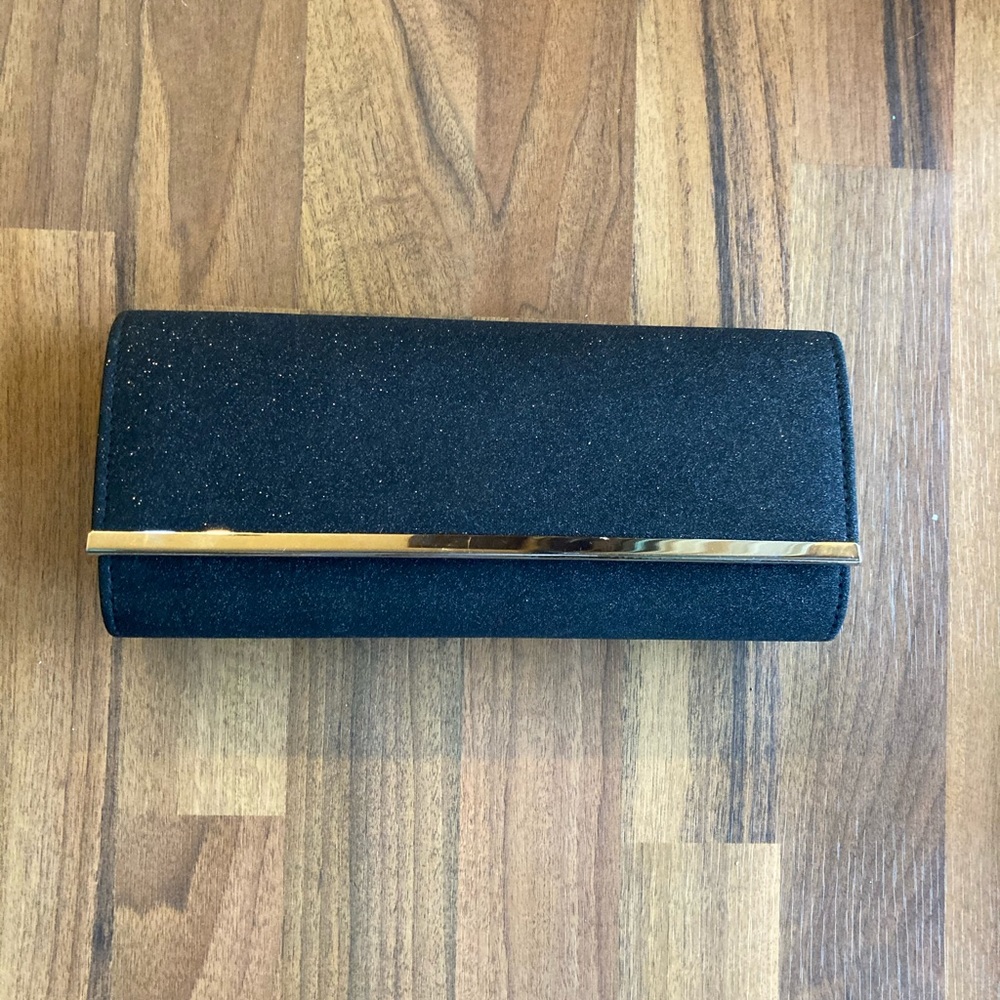 Formal Black Glitter and Glitz Clutch Purse NWT